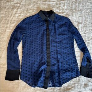 Madewell Navy Polka Dot Silk Shirt